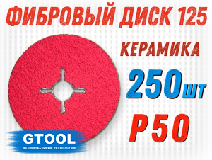 фото Промо набор фибровых кругов GTOOL FiberBOX CER d125мм, зерно Р50, уп-ка 250шт